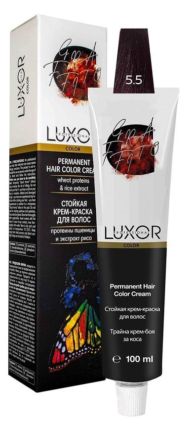 Luxor Professional Перманентная крем-краска Color 5.5 Светлый коричневый махагоновый, 100 мл  #1