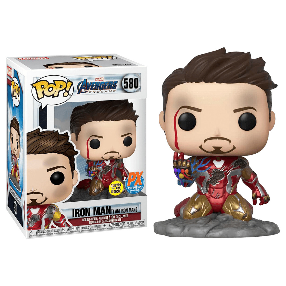 Фигурка Железный человек Тони Старк металлик светящийся со стикером Iron  Man Tony Stark I Am Iron Man Metallic из фильма Мстители: Финал 580