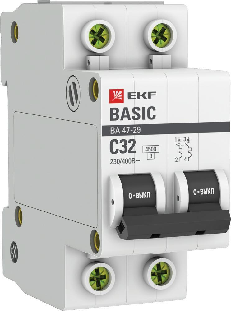 Купить Автоматический выключатель EKF ВА 47-29 Basic 2P 32А ...