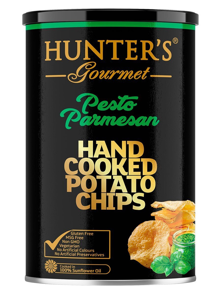 Картофельные чипсы натуральные приготовленные вручную Hunter's Gourmet "Соус песто и пармезан", (150г) #1