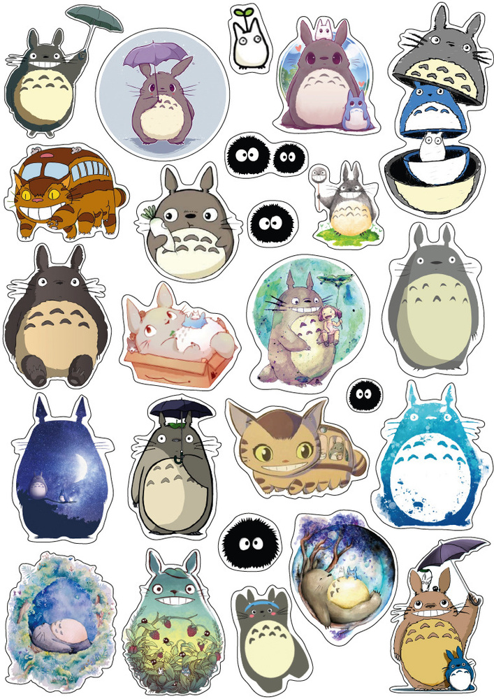 Виниловые наклейки стикеры по аниме Тоторо Totoro на листе формата А4 ...