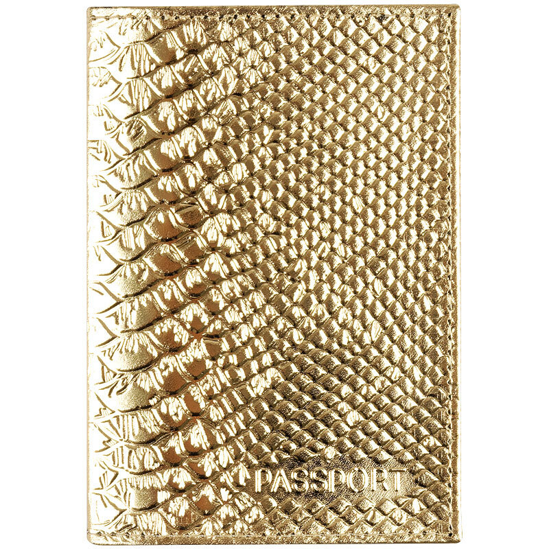 Обложка для паспорта OfficeSpace "Питон", кожа, тиснение, золотой металлик  #1