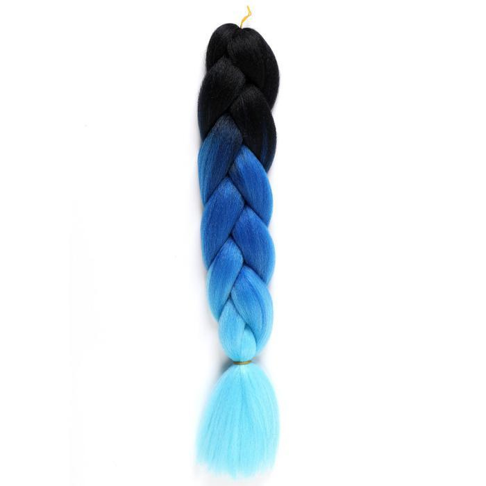 ZUMBA Канекалон трёхцветный, гофрированный, 60 см, 100 гр, цвет чёрный/синий/голубой(#CY9)  #1