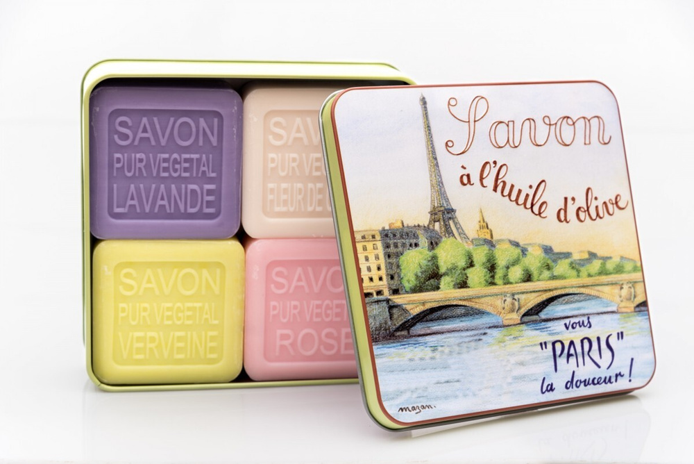 Набор твердого мыла для рук и тела из 4 кусков в металлической коробке ...