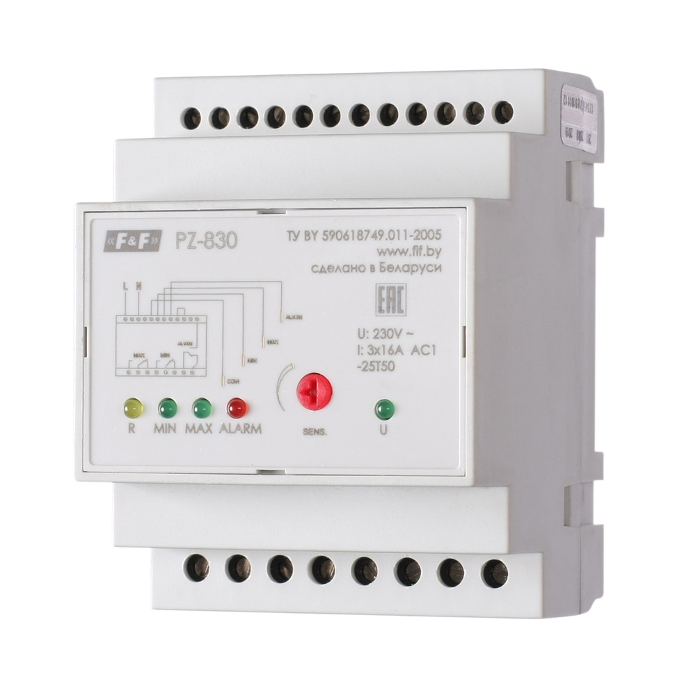 Реле контроля уровня жидкости PZ-830 трехуровневое, без зондов ...