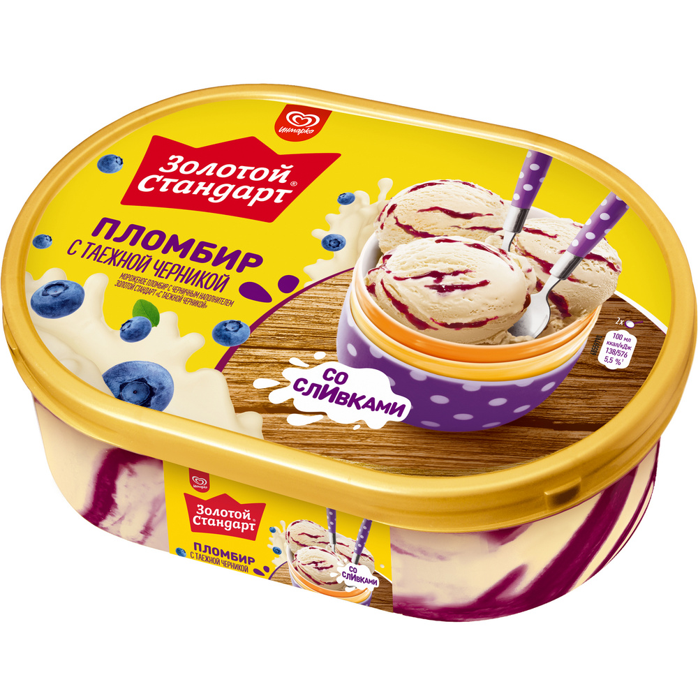 Мороженое Пломбир с таежной черникой Золотой Стандарт, 475 г  #1