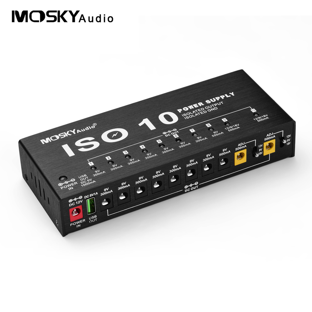 MOSKYAudio ISO-10 Портативная станция питания для гитарных эффектов 10 изолированных,Top Sport  #1