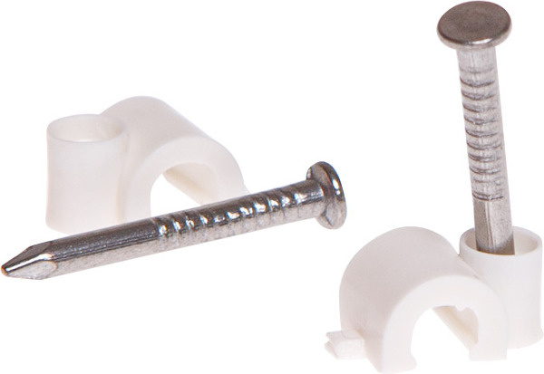Скоба для крепления круглого кабеля 12 мм белая с гвоздем STARFIX 30 штук (SMZ2-35840-30)  #1