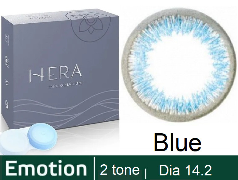 Hera Emotion Голубые линзы -1.00 / 14.2 / 8.6, 2 тона(подходит для светлых и тёмных глаз), 2 штуки (линзы), #1