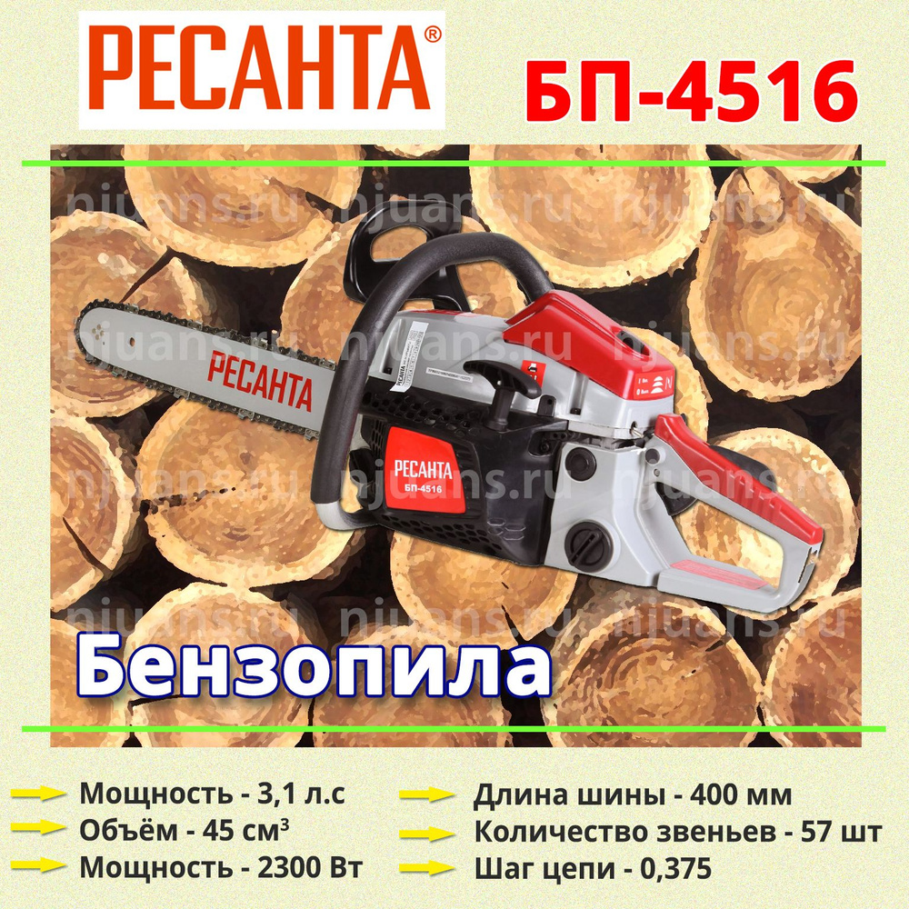 Бензопила БП-4516 Ресанта - купить с доставкой по выгодным ценам в ...