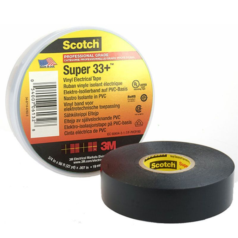 Изолента 3M Scotch Super 33+ 19 мм 20 м 180 мкм, 1 шт./ 3М Скотч Супер 33+ изоляционная лента высшего #1