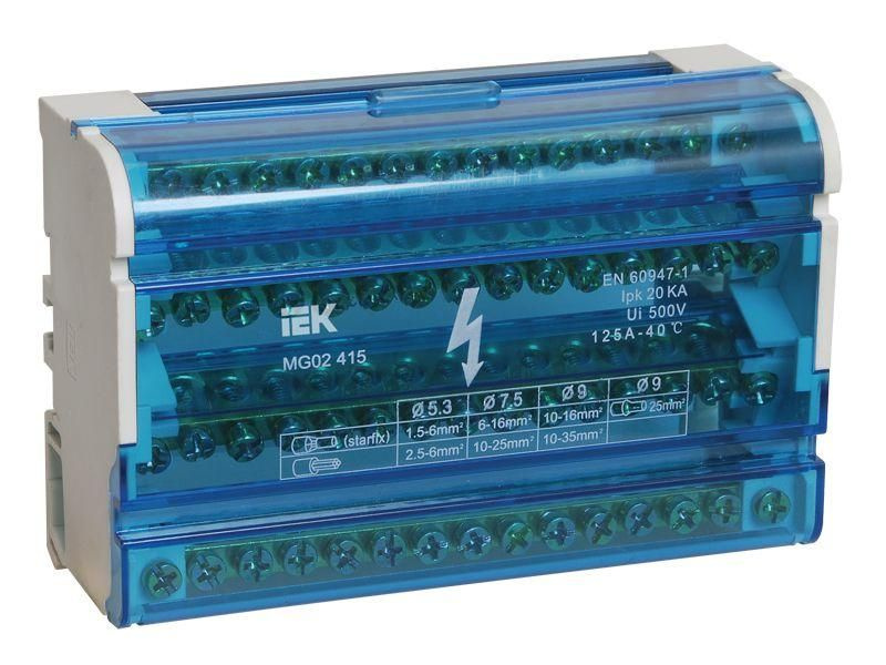 Шина на DIN-рейку в корпусе (кросс-модуль) ШНК 4х15 3L+PEN IEK YND10-4 ...