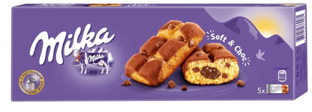 Milka Milka Soft&Choc Пирожное Бисквитное с Шоколадной Начинкой и ...