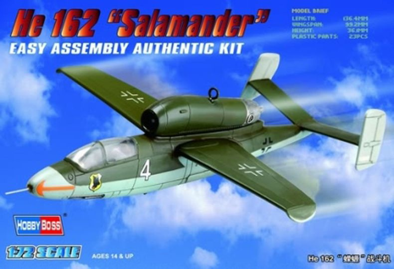 Сборная модель самолёта He162 Salamander, HobbyBoss, 80239 #1