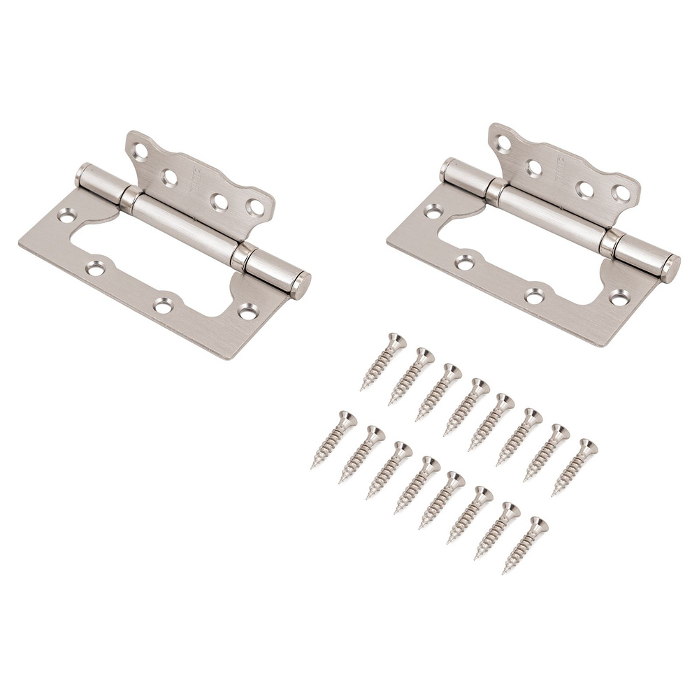 Петля дверная бабочка накладная универсальная без врезки Стандарт 100х63х2мм 2BB SN никель 1 шт.  #1