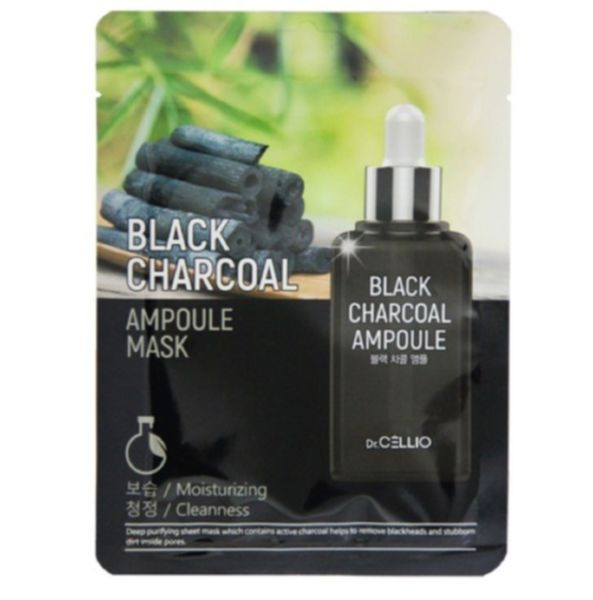 DR.CELLIO Маска тканевая Dr.CELLIO BLACK CHACOAL AMPOULE MASK #1