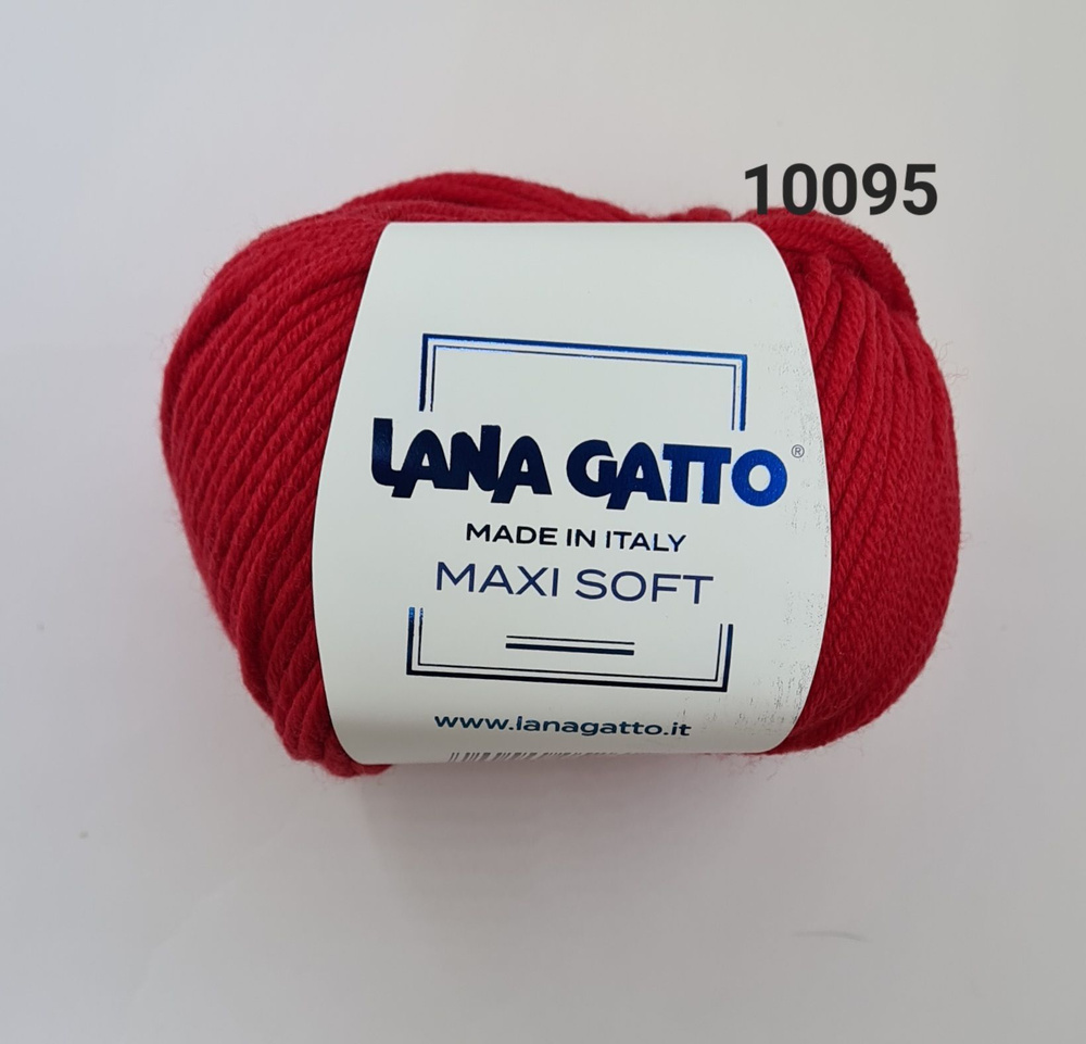 Пряжа Lana Gatto Maxi Soft (Лана Гатто - Макси Софт), цвет - 10095, Красный - 1 шт.  #1