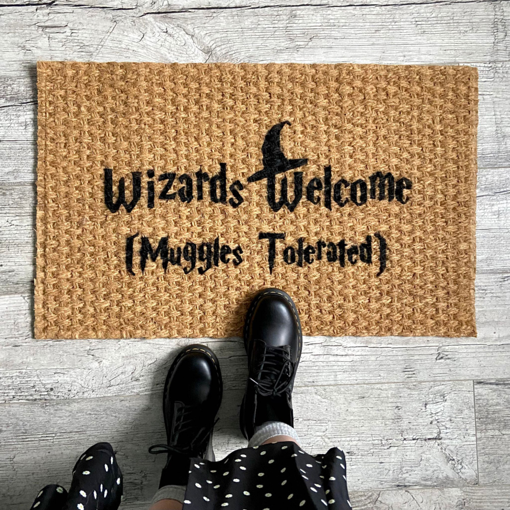 Коврик придверный в прихожую 80х50 см натуральный 8STORE, Гарри Поттер Wizards welcome Muggles tolerated #1