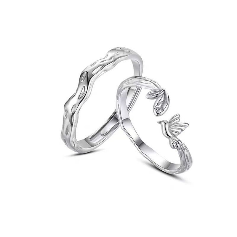 Комплект из 2 безразмерных колец "Птичка и волна" / - купить с ...