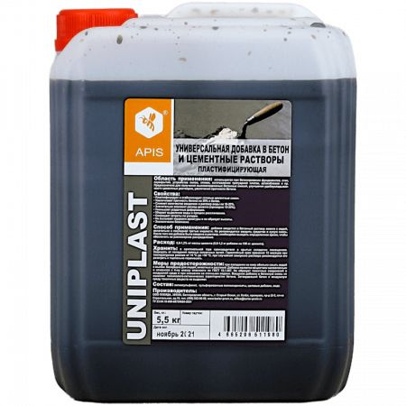 Добавка пластифицирующая в бетонные и цементные растворы APIS Суперпластификатор UNIPLAST, канистра 5,5 #1