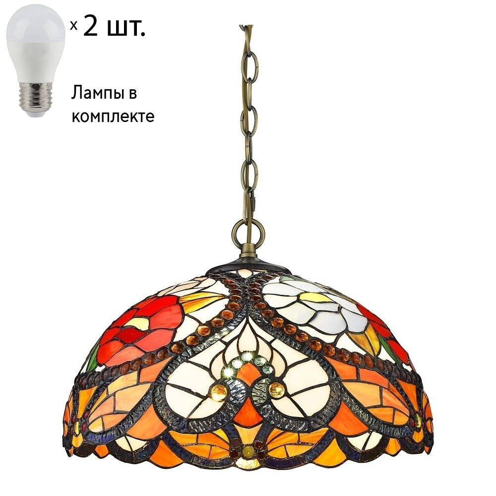 Подвесной светильник с лампочками. Светильник тиффани. Velante 827-806-02Lamps E27 P45  #1