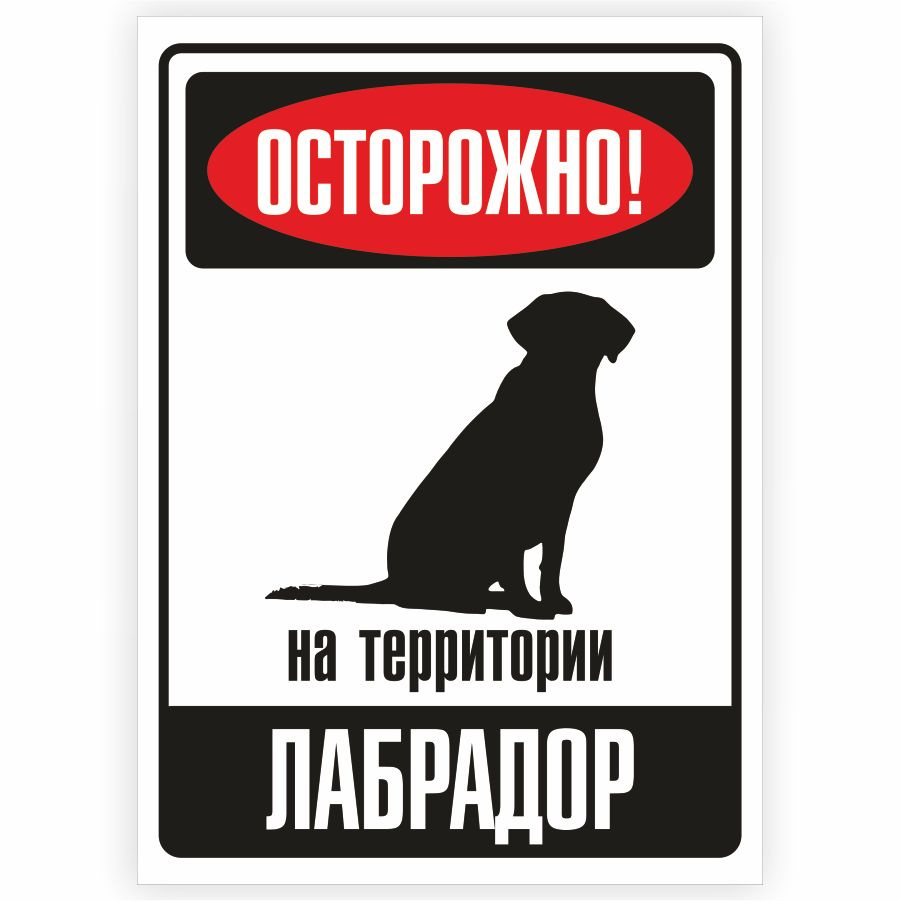 Табличка, металлическая, DANGER DOG, Осторожно! На территории Лабрадор, 18x25 см  #1