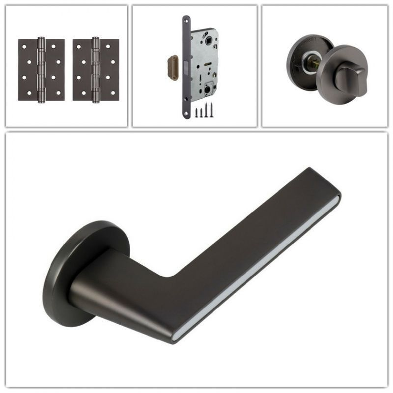 Комплект дверных ручек Adden Bau RIVER_S-486_GRAPHITE_MAGWC, графит ...