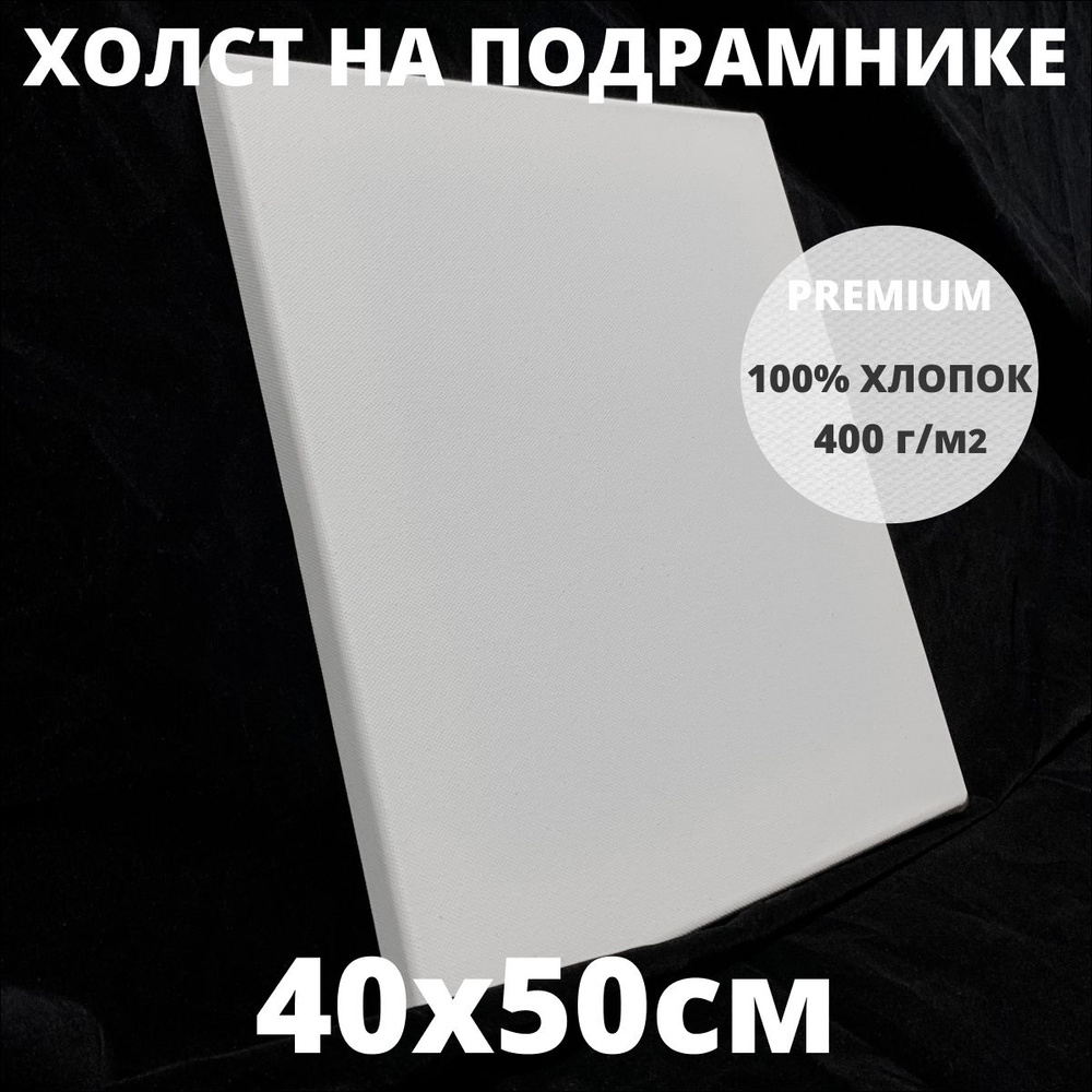 Холст на подрамнике грунтованный 40х50 см, плотность 400 г/м2 для рисования  #1