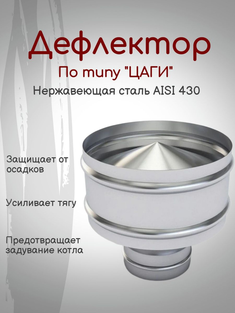 Дефлектор по типу "Цаги" (Зонт на трубу дымохода) диаметр 130 Нержавейка  #1
