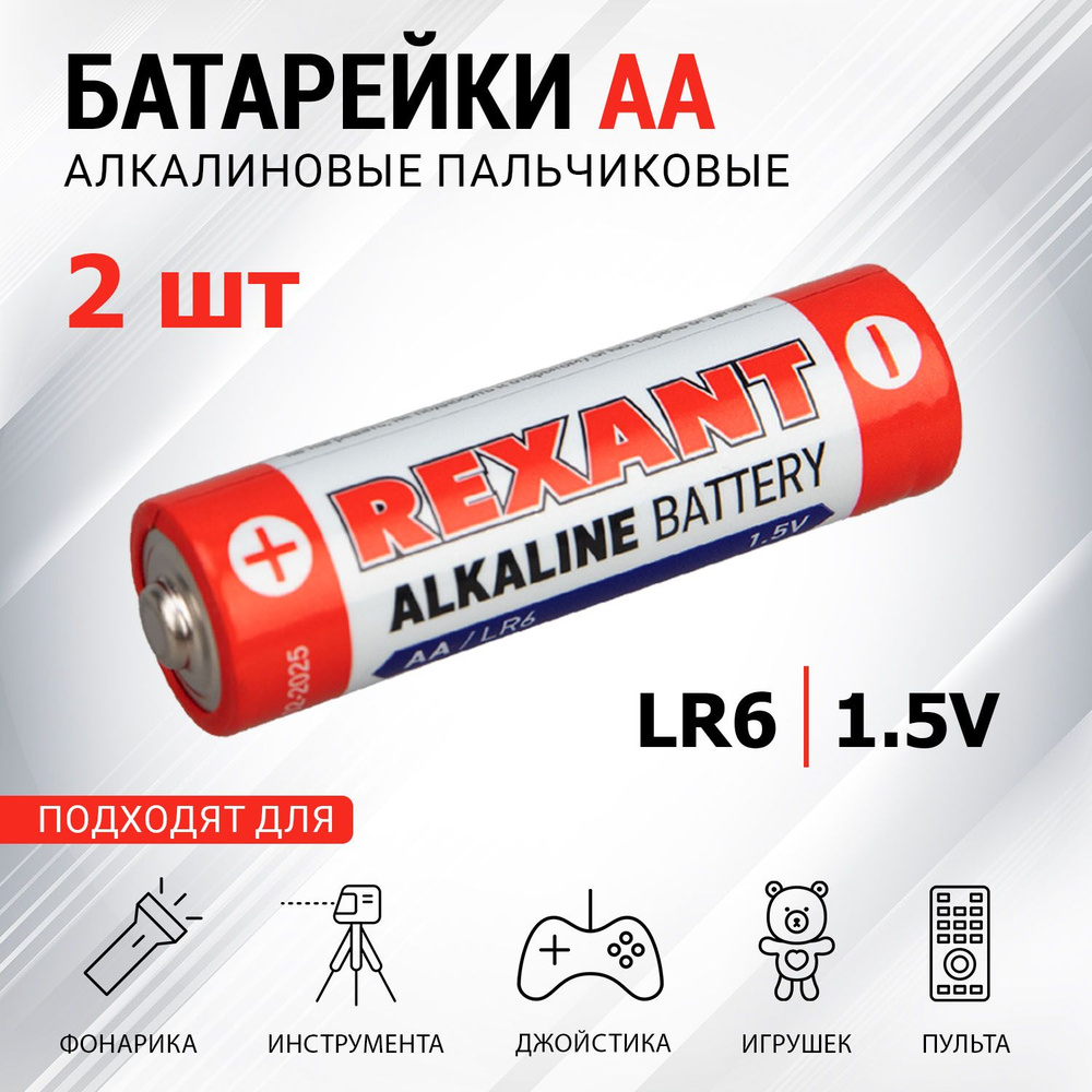 Алкалиновые батарейки AA/LR6 пальчиковые, 2 шт - купить с доставкой по  выгодным ценам в интернет-магазине OZON (165099921)