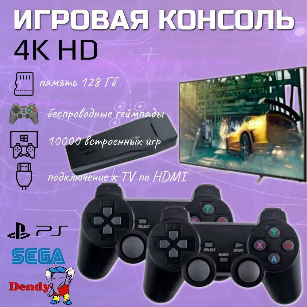 Игровая приставка 2.4G Wireless Controller Game stick 4K HD ретро, DDR3 256  MB, беспроводная игровая консоль 8 bit - купить с доставкой по выгодным  ценам в интернет-магазине OZON (812162831)