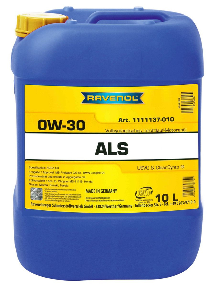Масло моторное RAVENOL 0W-30 Синтетическое - купить в интернет-магазине ...