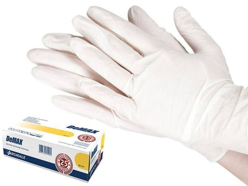 Перчатки Медицинские Латексные ARCHDALE DEMAX, Неопудренные, ,100 шт, р ...