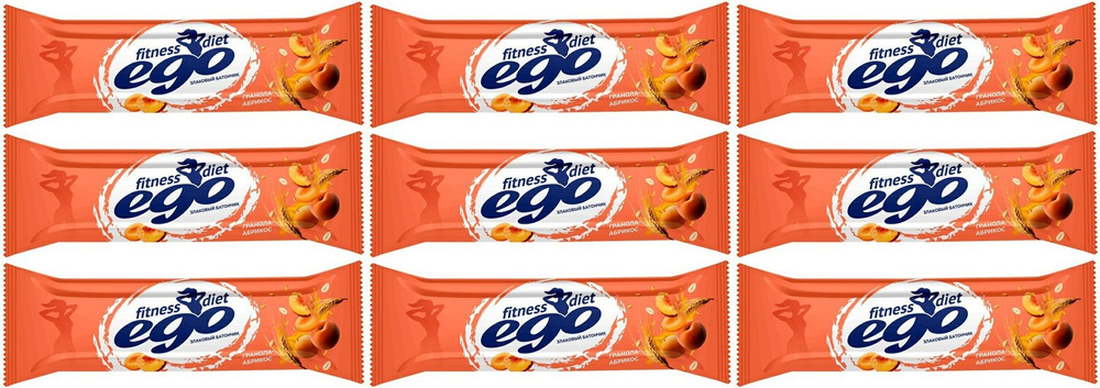 Батончик злаковый Ego fitness абрикос с витаминами-железом, комплект: 9 упаковок по 27 г  #1