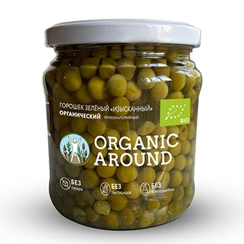 Горошек Organic Around зеленый (без сахара) БИО 450 г, Россия 1шт #1