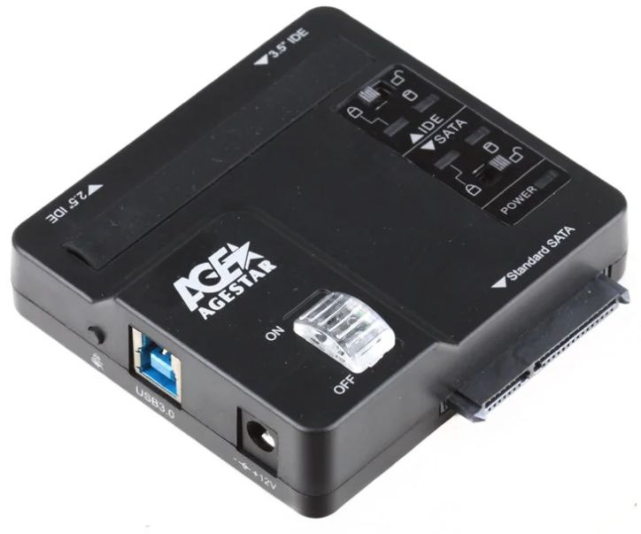 Адаптер-переходник для HDD/SSD AgeStar 3FBCP интерфейсы SATA IDE USB3.0 ...