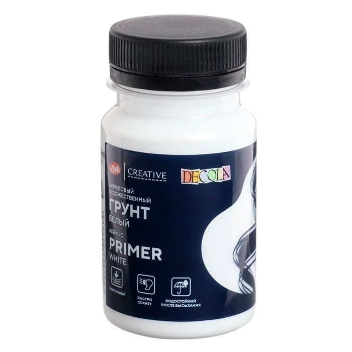 Грунт художественный акриловый БЕЛЫЙ, 100 мл, ЗХК Decola, 5827915 ...