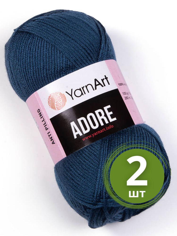 Пряжа YarnArt Adore (Адоре) - 2 мотка 348 т.джинс, 100% акрил антипиллинг, 100 г 280 м  #1