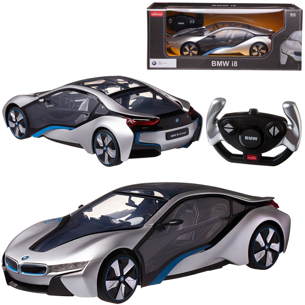 Машина р/у 1:14 BMW I8 серебряный #1