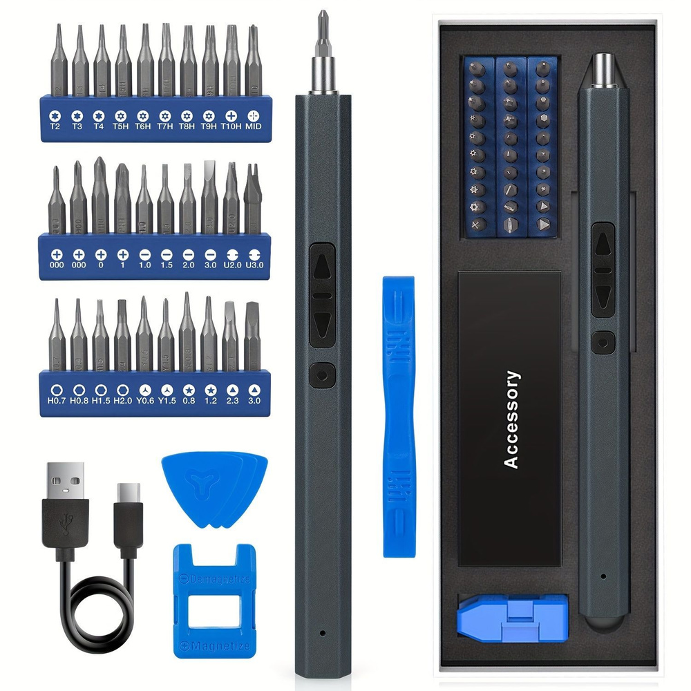 36 в 1Точный набор электрических отверток для телефона ноутбука Магнитная  многофункциональная отвертка с перезаряжаемым аккумулятором - купить по  низкой цене в интернет-магазине OZON (1563349423)