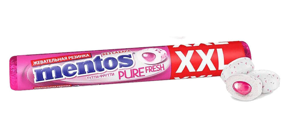 Жевательная резинка MENTOS Pure fresh XXL со вкусом тутти-фрутти, 23 гр ...