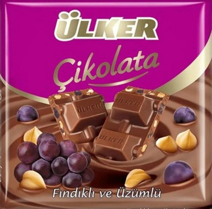 Молочный шоколад с изюмом и фундуком "Ulker", 360 гр. (6 плиток по 60 ...