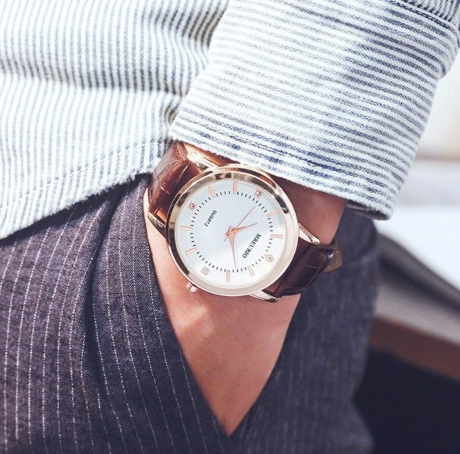 Наручные часы мужские кварцевые, круглые классические стильные часы с кожаным ремешком - купить с доставкой по выгодным ценам в интернет-магазине OZON (1020790012)