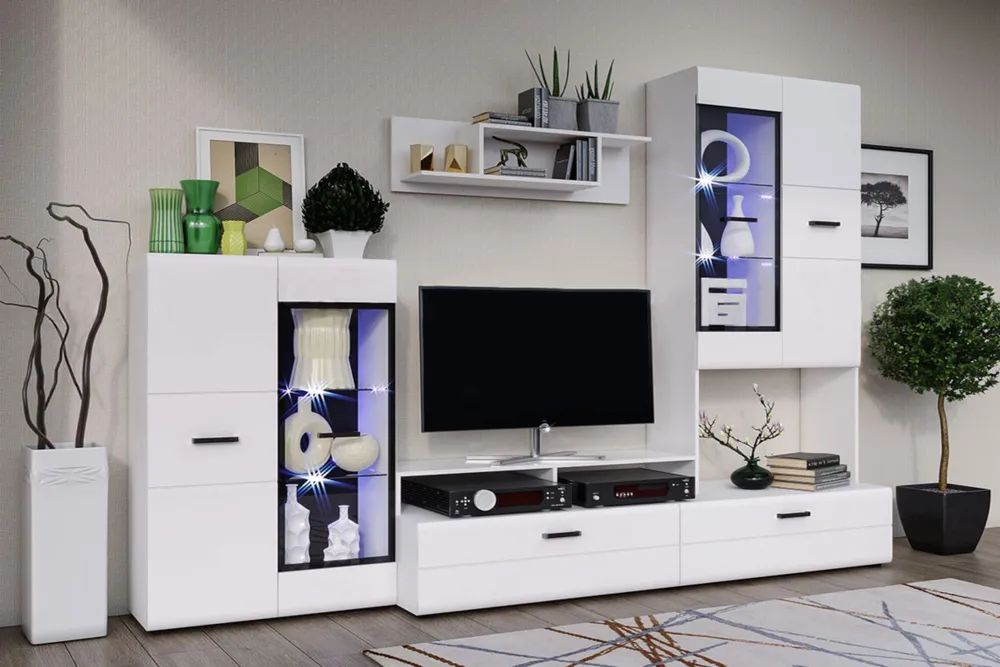 Гостиная Нэнси NEW Вариант №3 (Белый глянец холодный, Белый) купить по ...