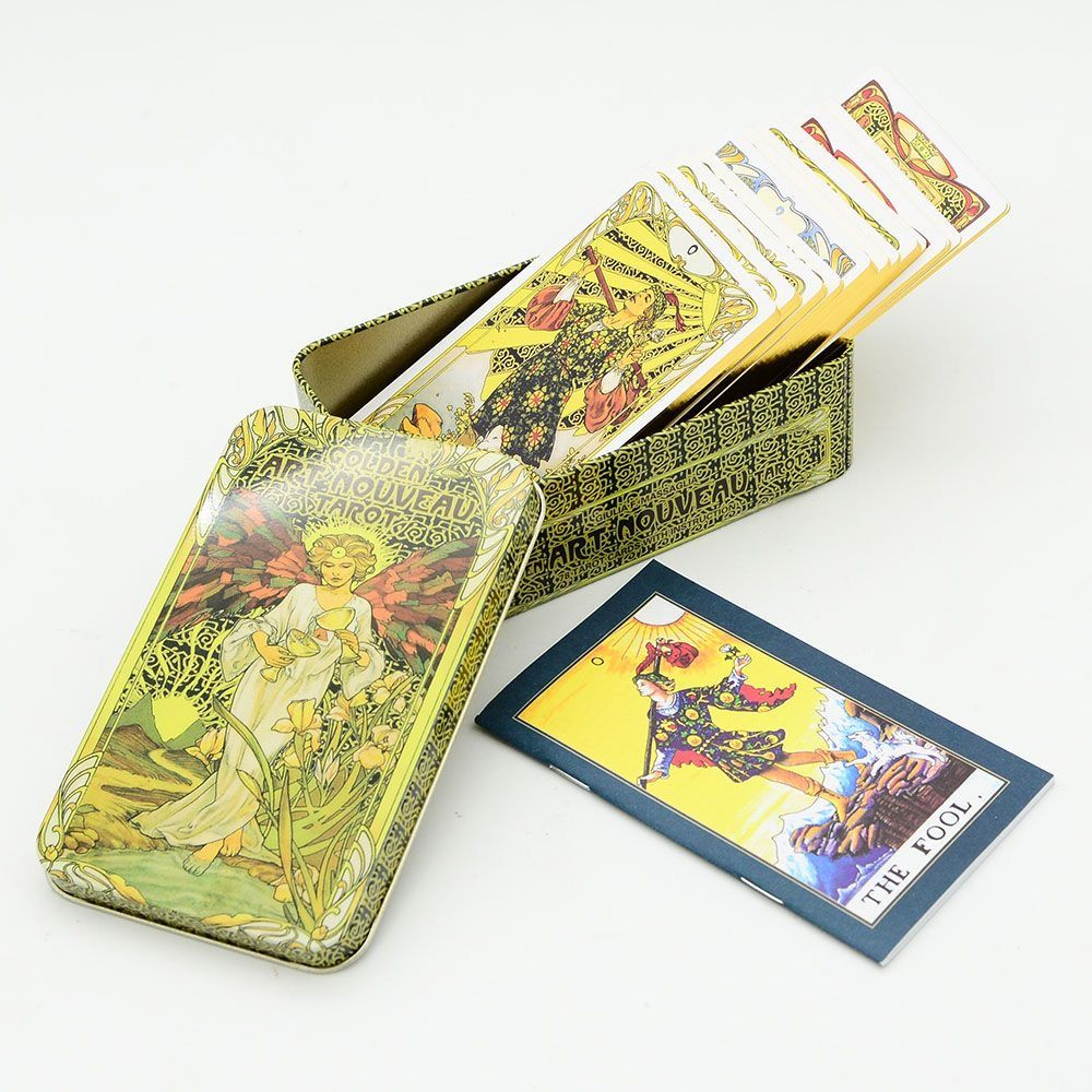 Карты Таро Золотое Уэйт Арт-Нуво в жестяной коробке большого размера 78 ...