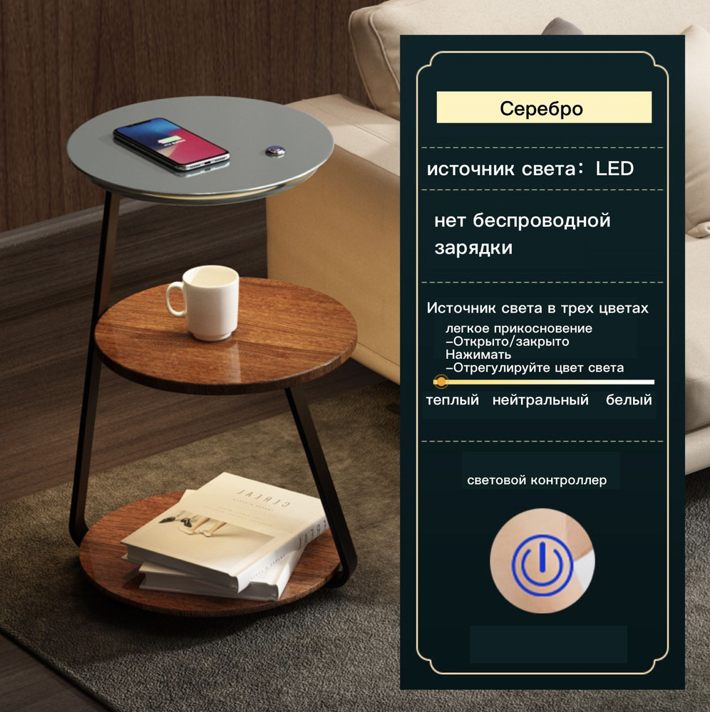 Тумба прикроватная Hera Home 3-in-1BedsideTableLEDWirelessCharging,  36x60x60 см - купить по выгодной цене в интернет-магазине OZON (1089856167)