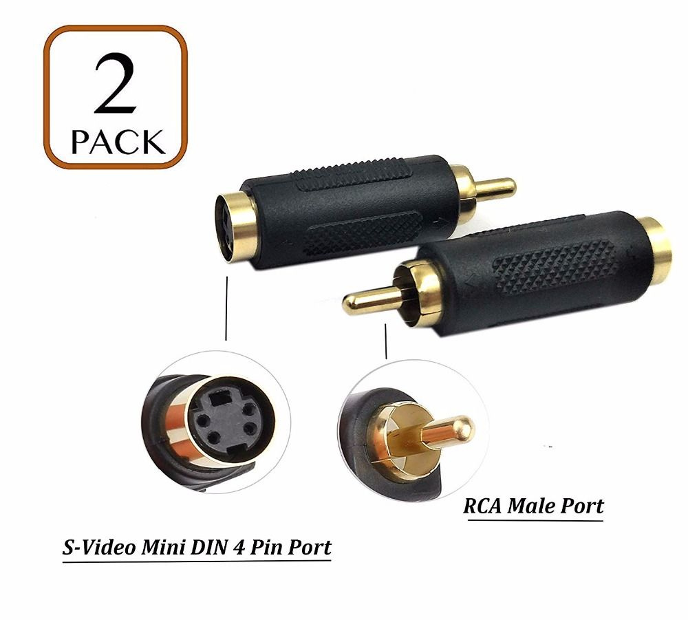 (2 шт.) Композитный видеоадаптер S-Video с гнездом на RCA, мини-DIN 4 ...