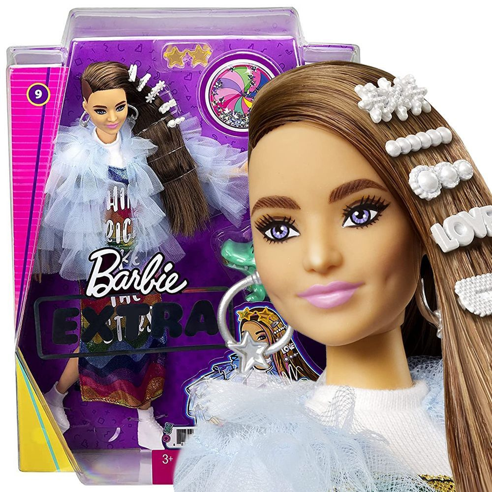 Кукла Барби Экстра Радужное платье (Barbie Extra Doll 2021 Yellow