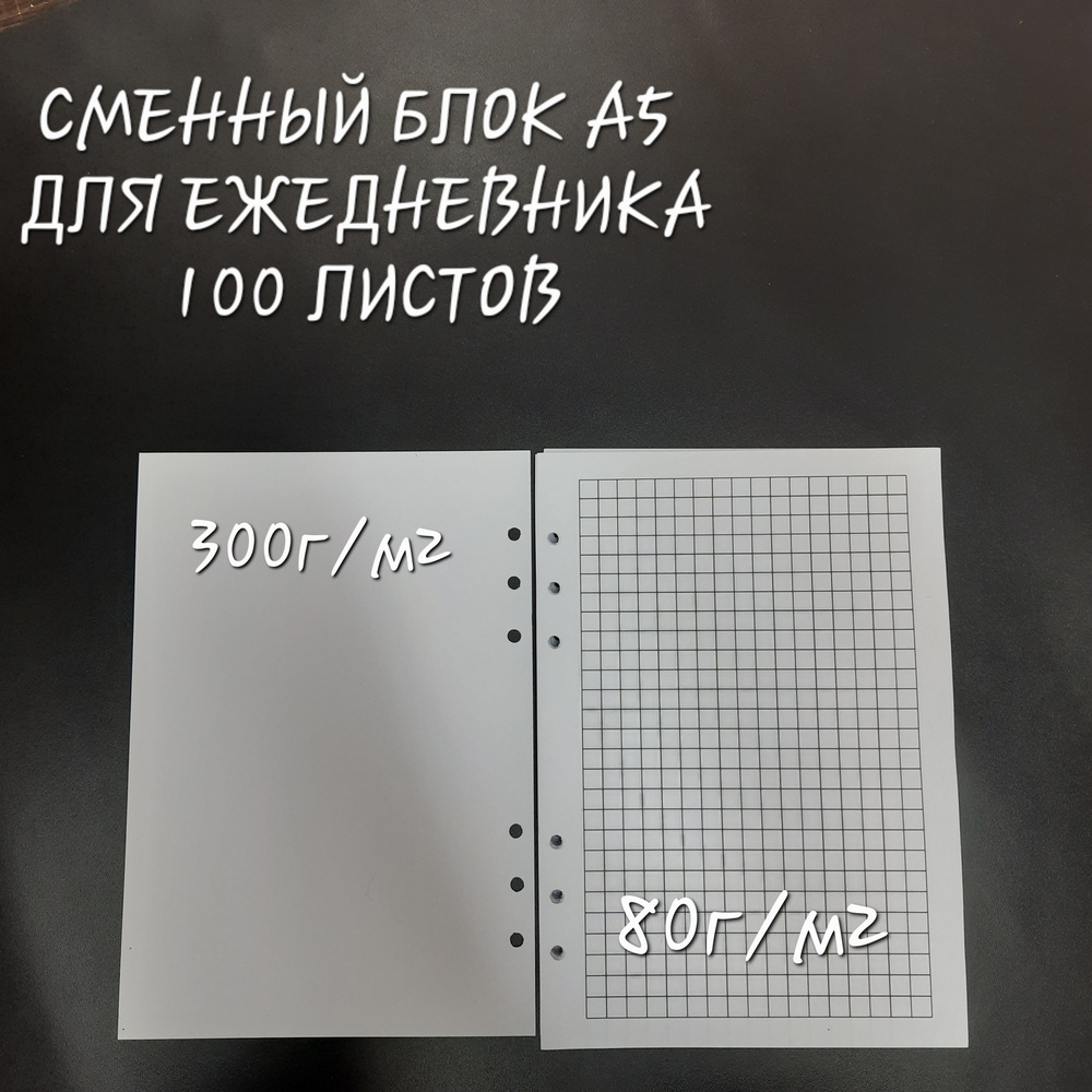 Блок сменный, бумага для ежедневника, блокнота, в клетку. А5, 100 листов.  #1