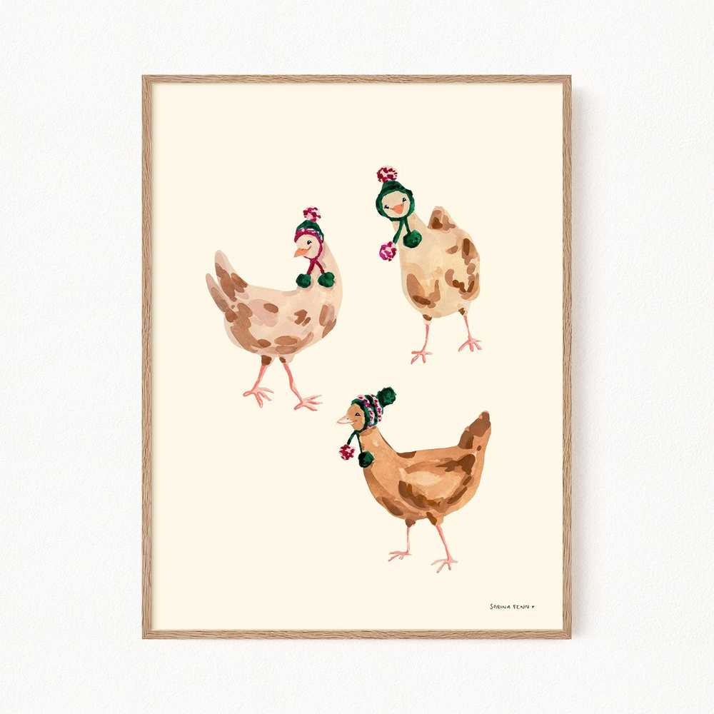 Постер для кухни "Chickens Wearing Hats - Цыплята в шляпах", 30х40 см #1